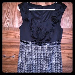 Black and White Tweed Bottom Dress with Belt